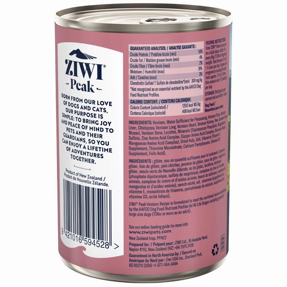 20% OFF: Ziwi Peak New Zealand Venison Grain-Free Canned Dog Food 390g