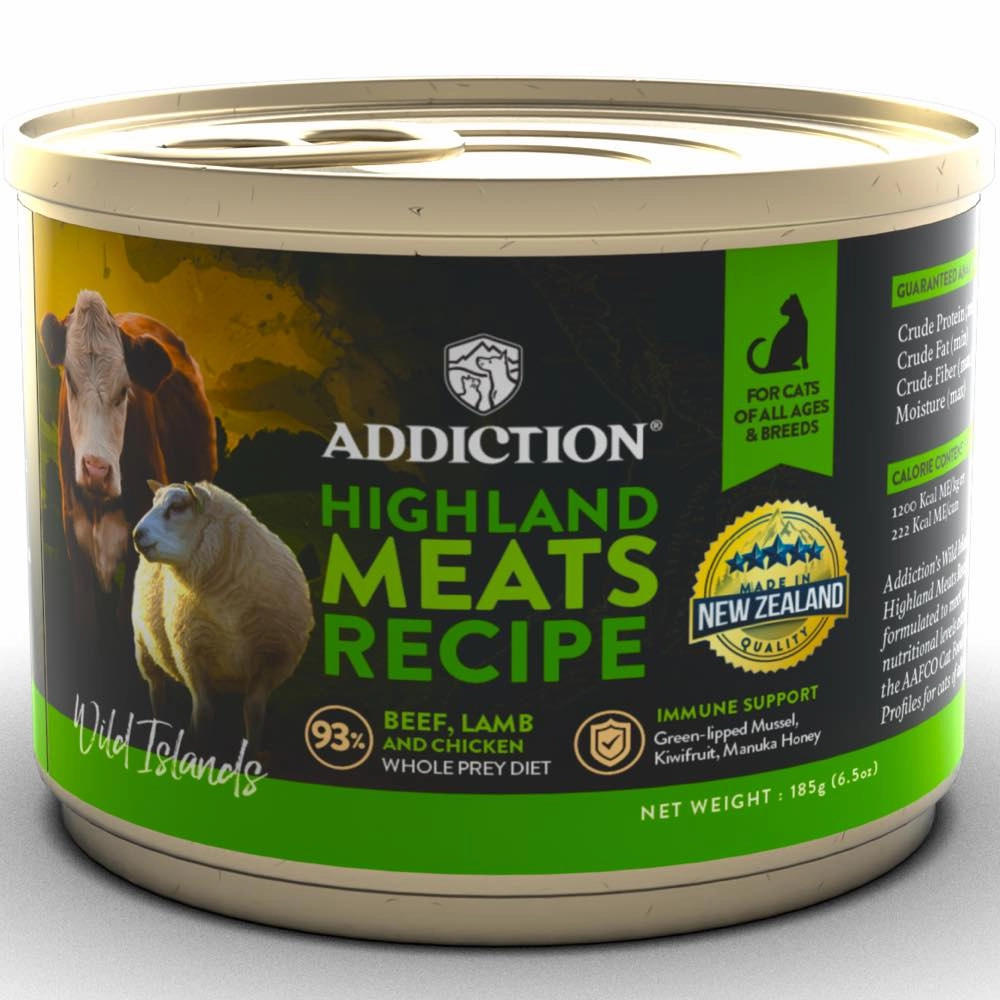 23% OFF (Exp 17Jul25): Addiction Wild Islands Highland Meats Beef, Lamb & Chicken Grain-Free Canned Cat Food 185g canned cat food wet cat food grain free cat food cat stew cat food pouch