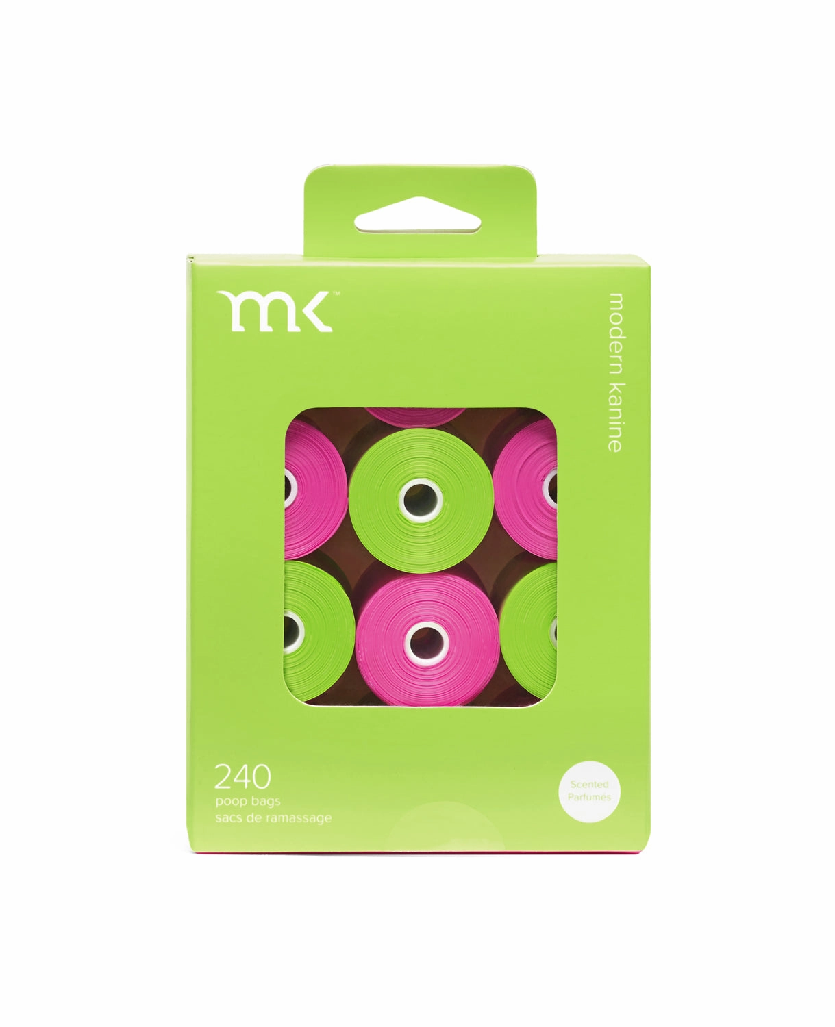 240-Count Modern Kanine Dog Waste Bags, 12 Refill Rolls in Green & Pink