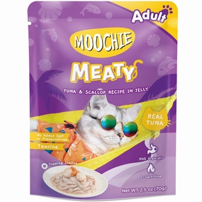 24% OFF: Moochie Meaty Tuna & Scallop Recipe In Jelly Adult Pouch Cat Food 70g x 12 dry cat food cat treats grain free cat food kitten treats cat dental treats