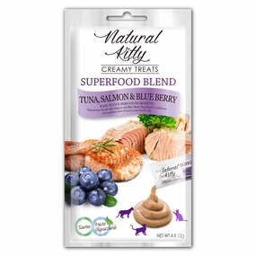 25% OFF : Natural Kitty Superfood Blend Tuna, Salmon & Blueberry Creamy Liquid Cat Treats 48g cat snacks catnip treats healthy cat food cat reward treats low calorie cat food