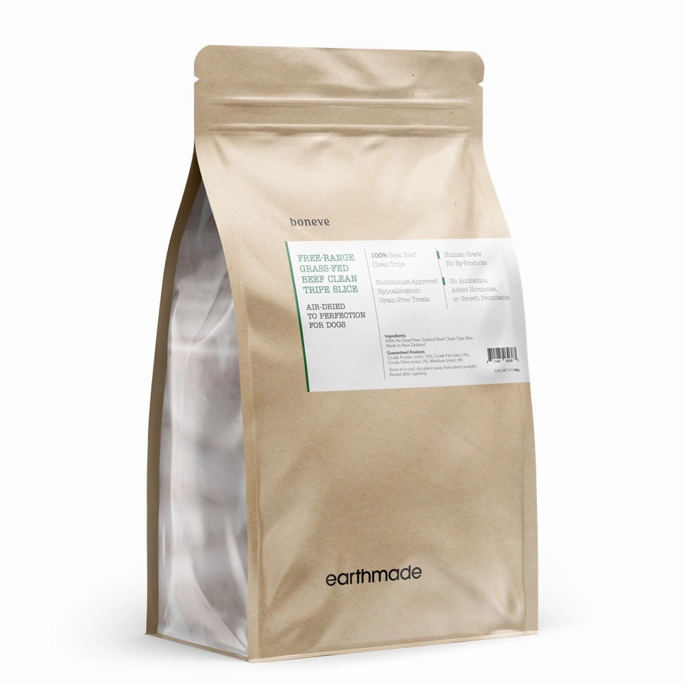 25% OFF: Boneve Earthmade Free-Range Grass-Fed Beef Clean Tripe Slice Air-Dried Dog Treats 100g dog supplies dog food toys accessories dog bed