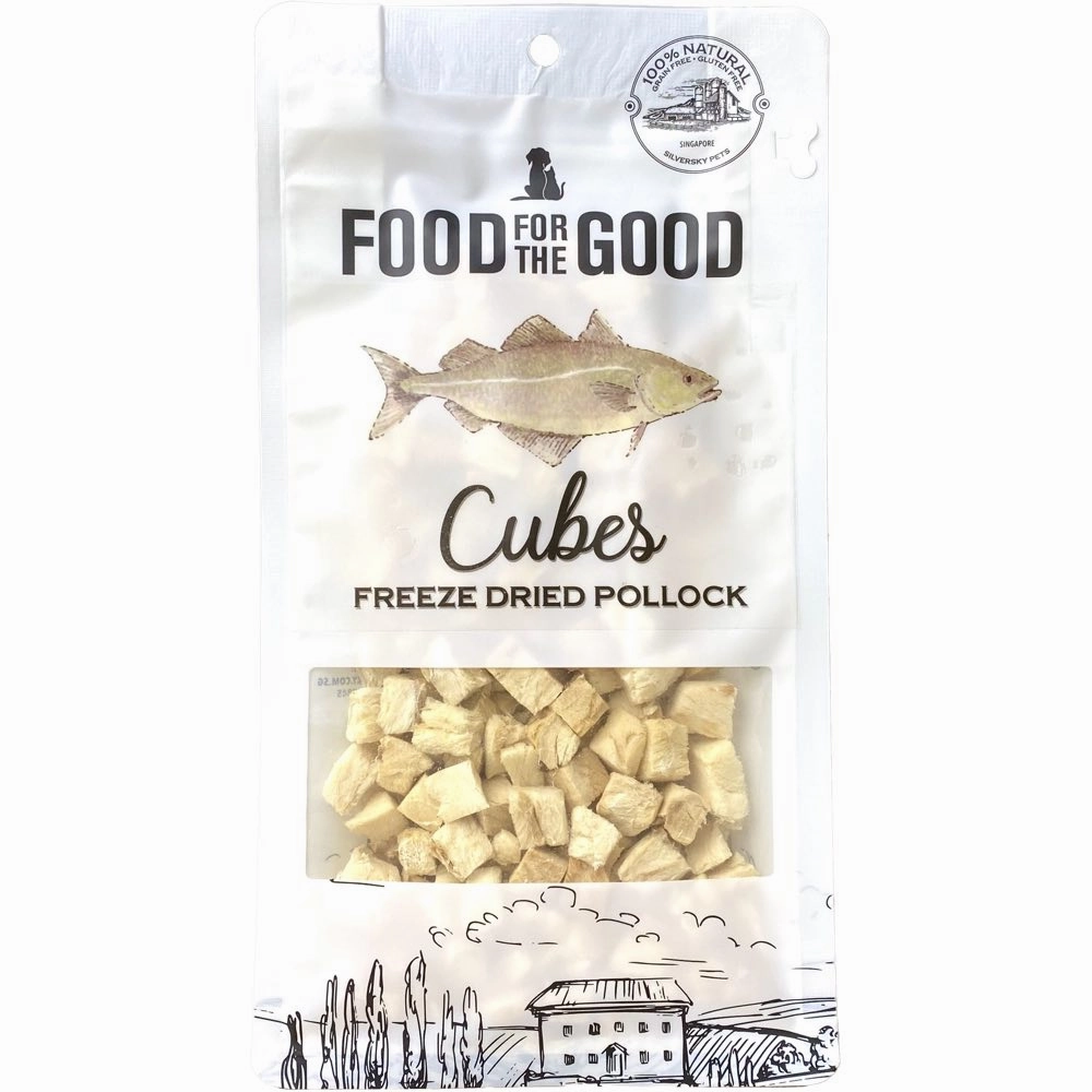 25% OFF: Food For The Good Pollock Cubes Freeze-Dried Treats For Cats & Dogs 50g dog grooming shampoo collar crate feeding supplies