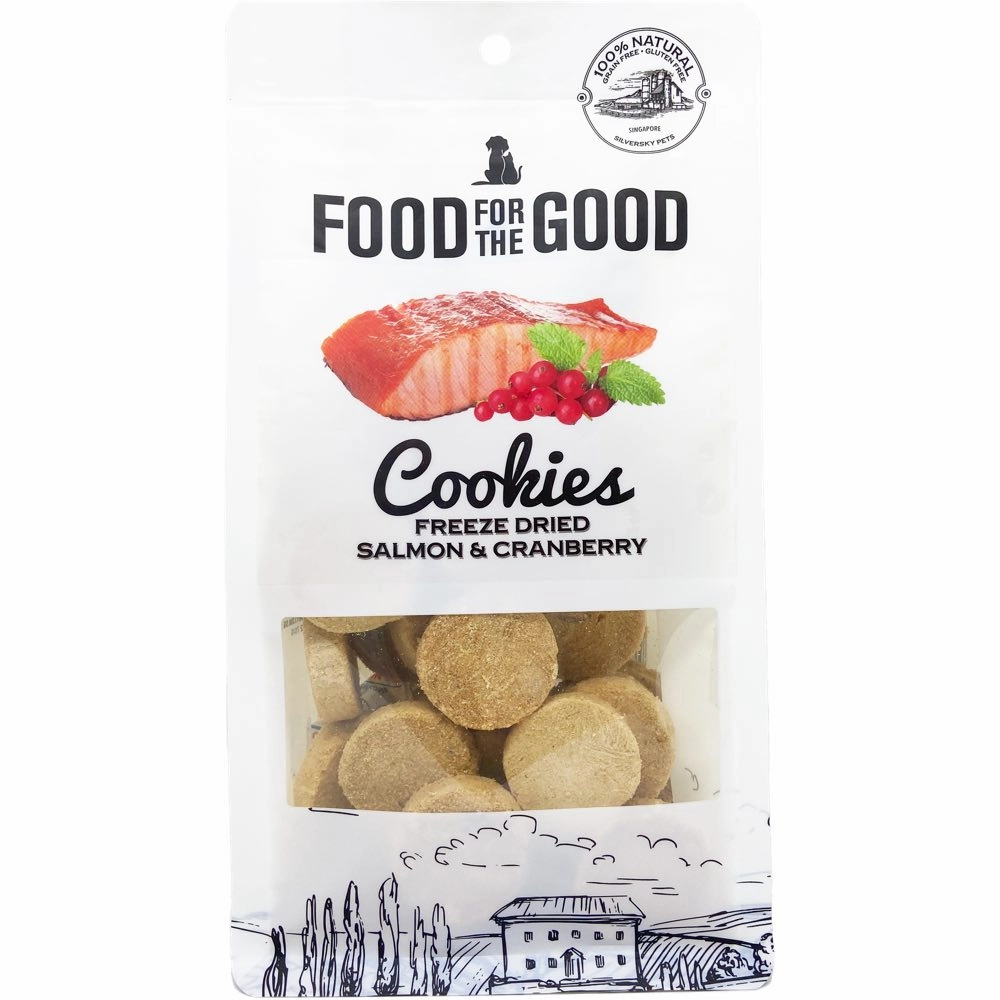 25% OFF: Food For The Good Salmon & Cranberry Cookies Freeze-Dried Treats For Cats & Dogs 70g dog grooming shampoo collar crate feeding supplies