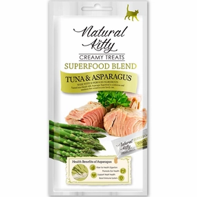 25% OFF: Natural Kitty Superfood Blend Tuna & Asparagus Creamy Liquid Cat Treats 48g dog chew toys dog dental chews durable chew toys puppy chew toy bone chew