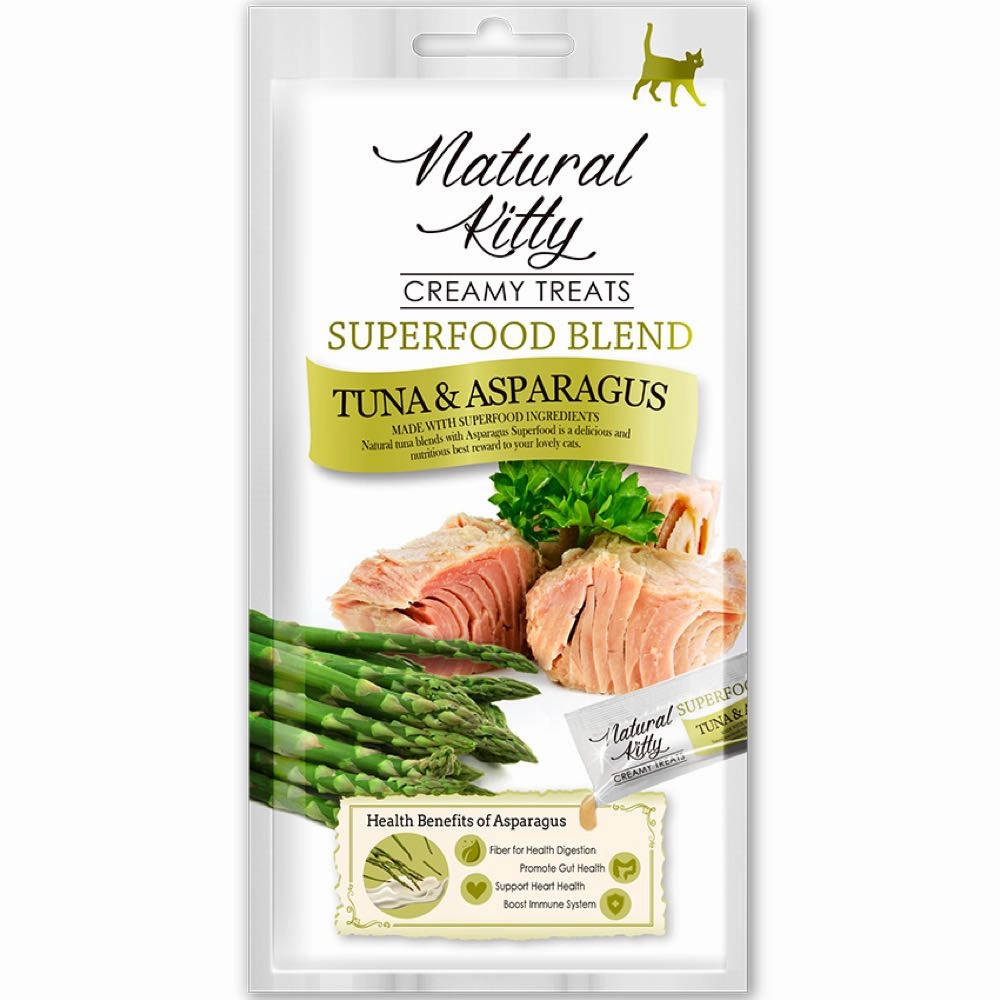 25% OFF: Natural Kitty Superfood Blend Tuna & Asparagus Creamy Liquid Cat Treats 48g dog chew toys dog dental chews durable chew toys puppy chew toy bone chew