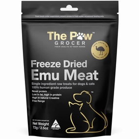 25% OFF: The Paw Grocer Emu Meat Freeze-Dried Treats For Cats & Dogs 72g dog chew toys dog dental chews durable chew toys puppy chew toy bone chew