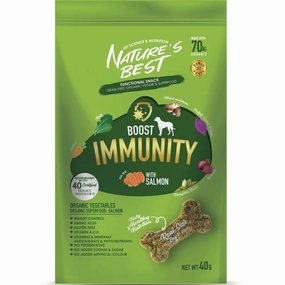 2 FOR $10 (Exp 2026): Nature's Best Boost Immunity Salmon Grain-Free Dog Treats 40g dog grooming shampoo collar crate feeding supplies