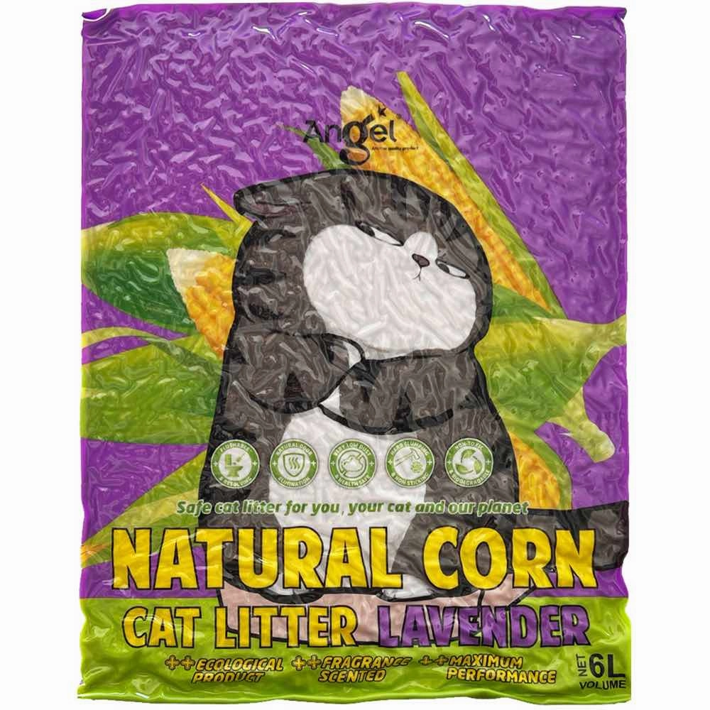 2 FOR $15: Angel Natural Corn Lavender Cat Litter 6L kitten supplies kitten toys kitten food kitten litter box kitten bed