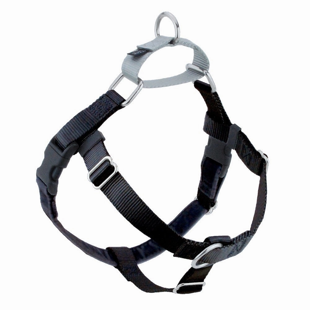 2 Hounds Design Freedom No-Pull Dog Harness & Leash - Black/Silver grain free dog food natural dog biscuits high protein dog food dog food pack dog meat sticks
