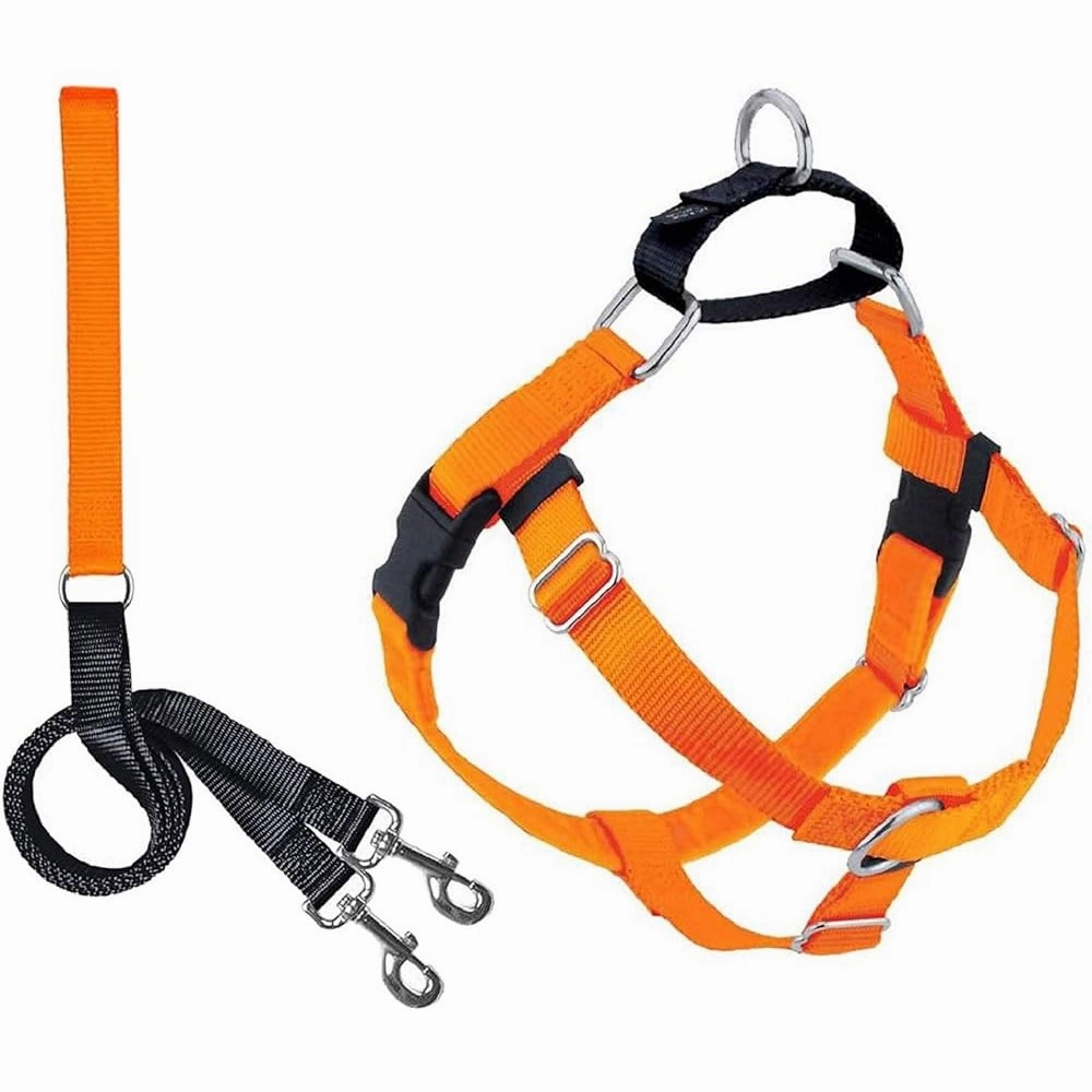 2 Hounds Design Freedom No-Pull Dog Harness & Leash - Neon Orange/Black