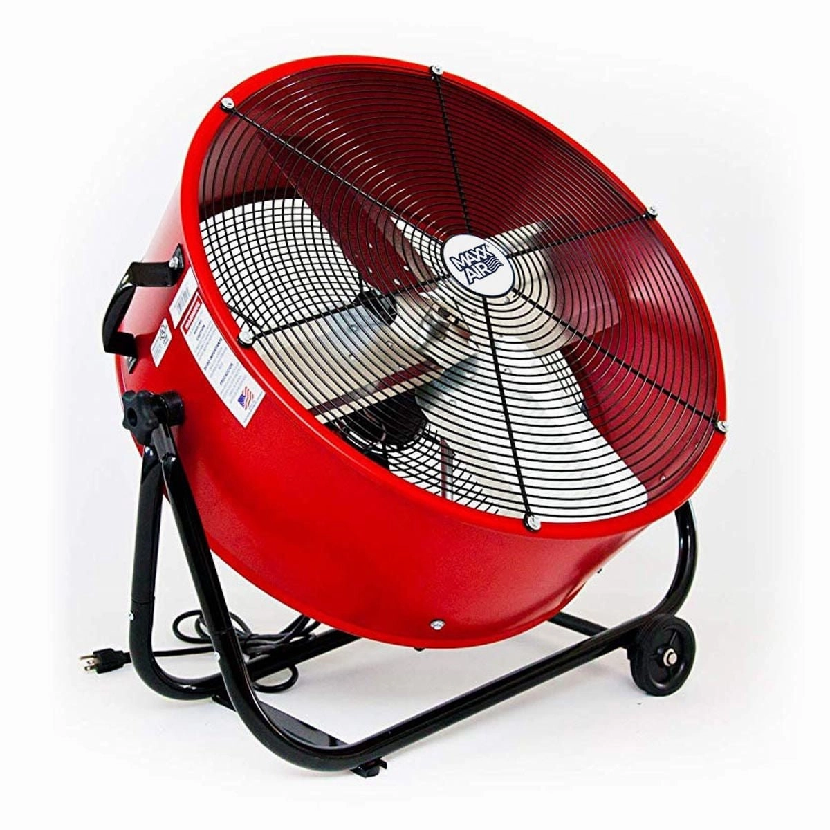 2-Speed Tilting Direct Drive Drum Fan, Red, 24"