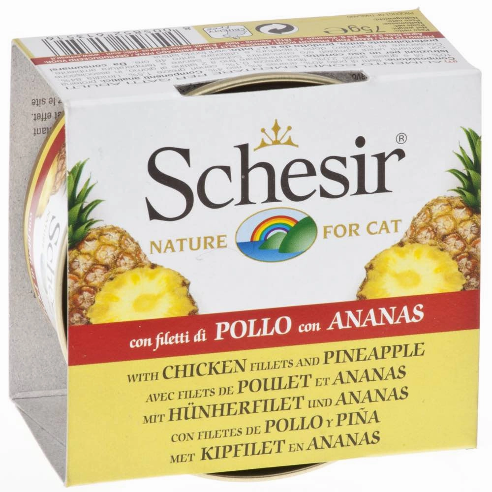 30% OFF (Exp May25): Schesir Chicken Fillets & Pineapple Fruit Dinner Adult Canned Cat Food 75g cat snacks catnip treats healthy cat food cat reward treats low calorie cat food