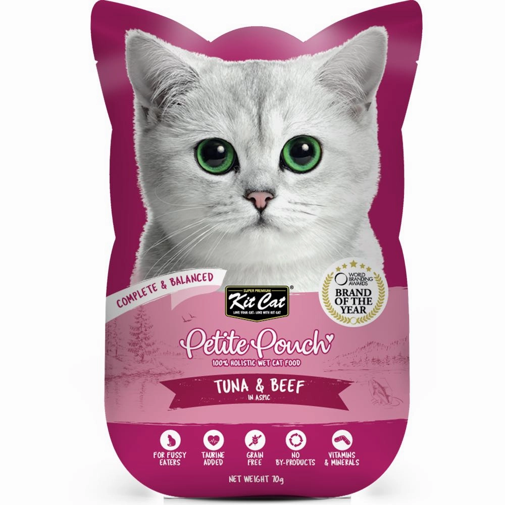 30% OFF: Kit Cat Petite Pouch Tuna & Beef In Aspic Grain-Free Pouch Cat Food 70g x 12 dry cat food cat treats grain free cat food kitten treats cat dental treats