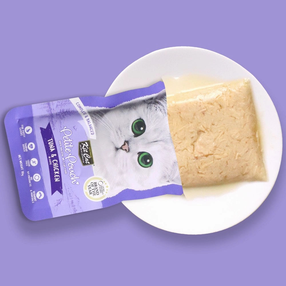 30% OFF: Kit Cat Petite Pouch Tuna & Chicken In Aspic Grain-Free Pouch Cat Food 70g x 12