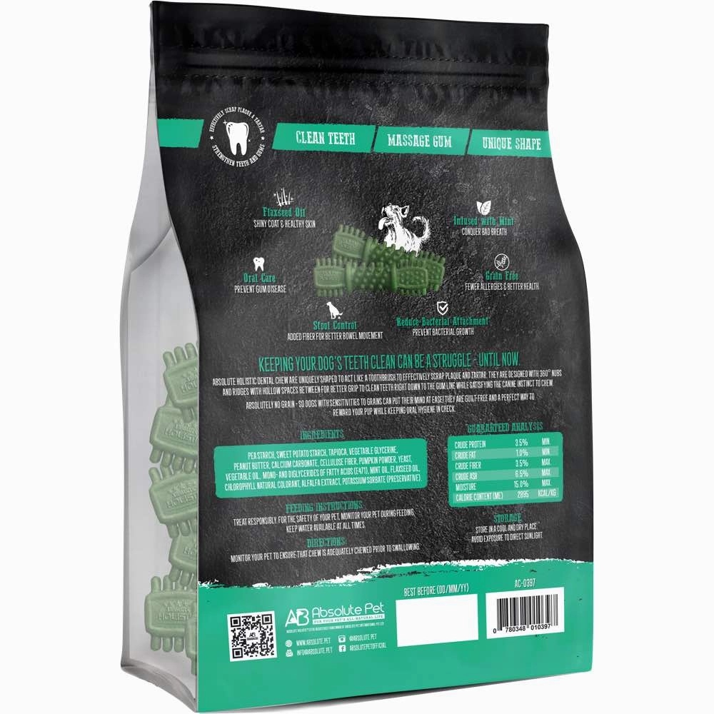 34% OFF: Absolute Holistic Fresh Mint Petite Grain-Free Dental Dog Chews 50pc