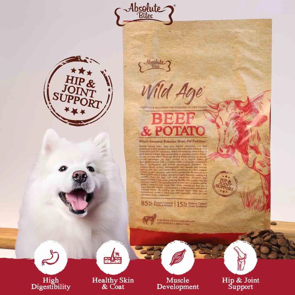 34% OFF FREE TREATS: Absolute Bites Wild Age Beef & Potato Dry Dog Food