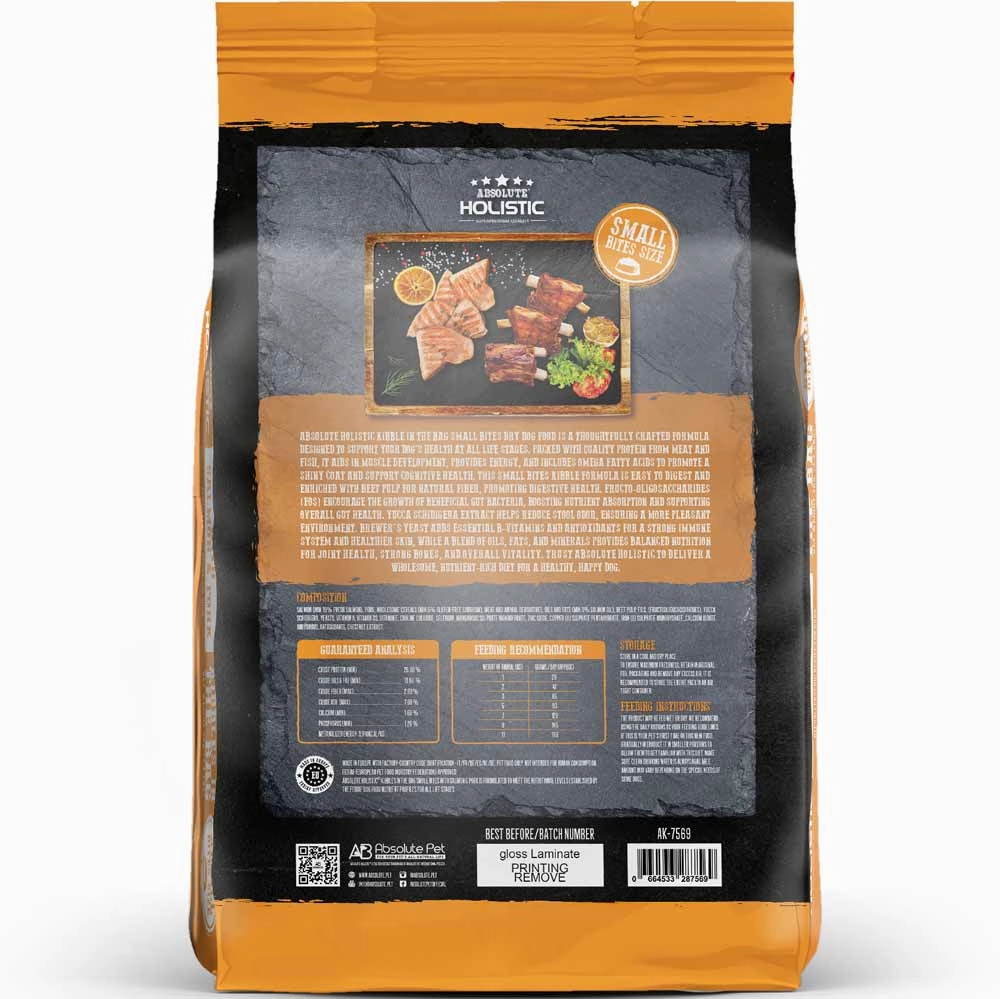 35% OFF: Absolute Holistic Kibbles In The Bag Salmon & Pork Small Bites Dry Dog Food