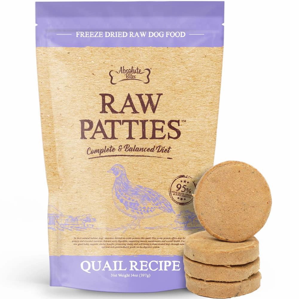 37% OFF: Absolute Bites Quail Freeze-Dried Raw Patties Dog Food 14oz dog toys interactive dog toy plush dog toy dog rope toy squeaky toy