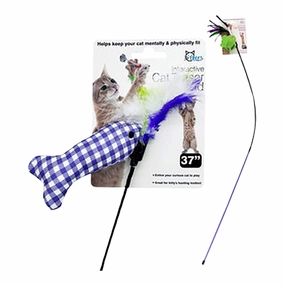 37"L Cat Teaser Wand with Ribbon and Toy, Assorted cat scratchers cat towers cat window perch cat heating pad cat calming spray