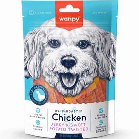 3 FOR $10.50: Wanpy Oven-Roasted Chicken Jerky & Sweet Potato Twists Dog Treats 100g dog supplies dog food toys accessories dog bed