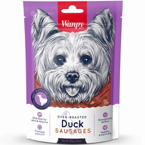 3 FOR $10.50: Wanpy Oven-Roasted Duck Sausages Dog Treats 100g dog supplies dog food toys accessories dog bed