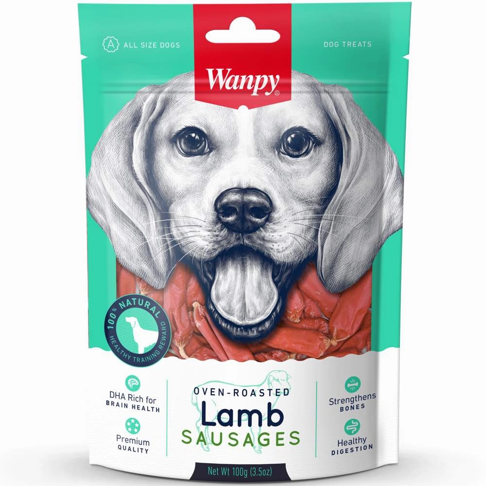 3 FOR $10.50: Wanpy Oven-Roasted Lamb Sausages Dog Treats 100g dog supplies dog food toys accessories dog bed