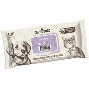 3 FOR $11.50: Care For The Good Antibacterial Pet Wipes For Cats & Dogs (Lavender) 100pc dog leash leather leash nylon leash long leash dog chain leash