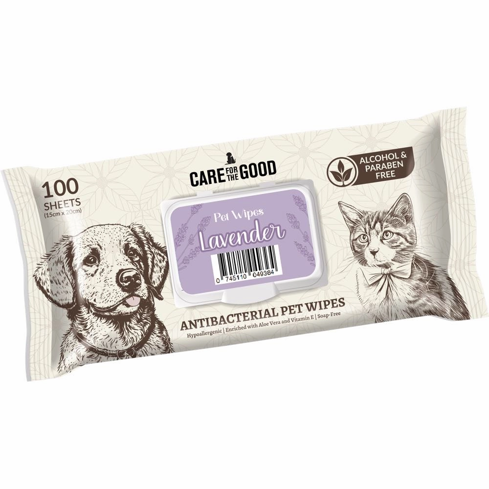 3 FOR $11.50: Care For The Good Antibacterial Pet Wipes For Cats & Dogs (Lavender) 100pc dog leash leather leash nylon leash long leash dog chain leash