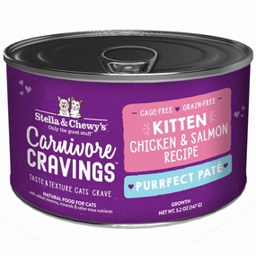 3 FOR $14.40: Stella & Chewy's Carnivore Cravings Purrfect Pate Chicken & Salmon Grain-Free Kitten Canned Cat Food 5.2oz cat snacks catnip treats healthy cat food cat reward treats low calorie cat food