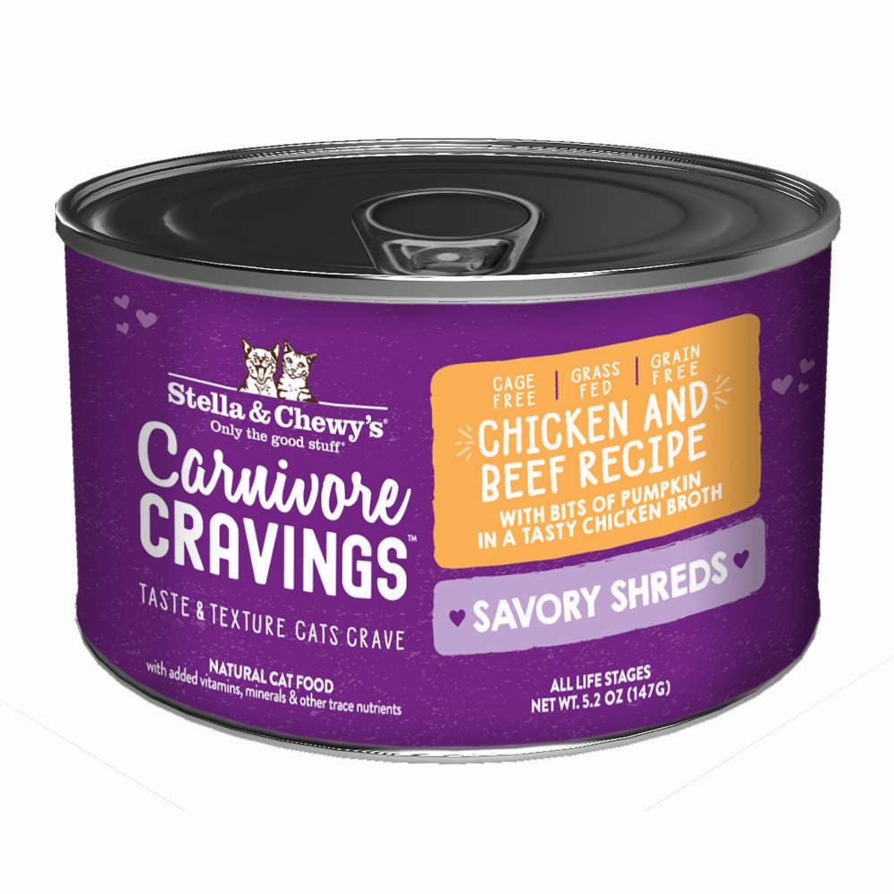 3 FOR $14.40: Stella & Chewy's Carnivore Cravings Savory Shreds Chicken & Beef in Broth Grain-Free Canned Cat Food 5.2oz dry cat food cat treats grain free cat food kitten treats cat dental treats