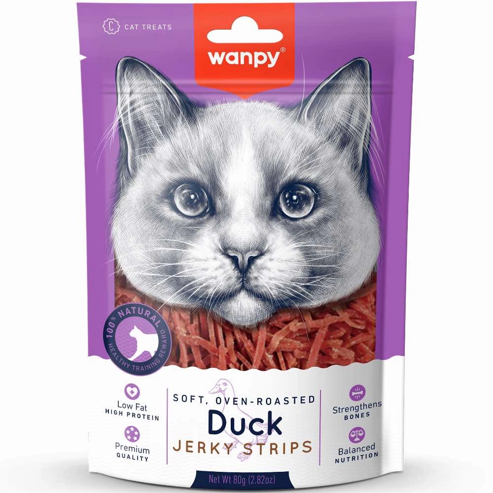 3 FOR $9.90: Wanpy Soft Oven-Roasted Duck Jerky Strips Cat Treats 80g dog chew toys dog dental chews durable chew toys puppy chew toy bone chew