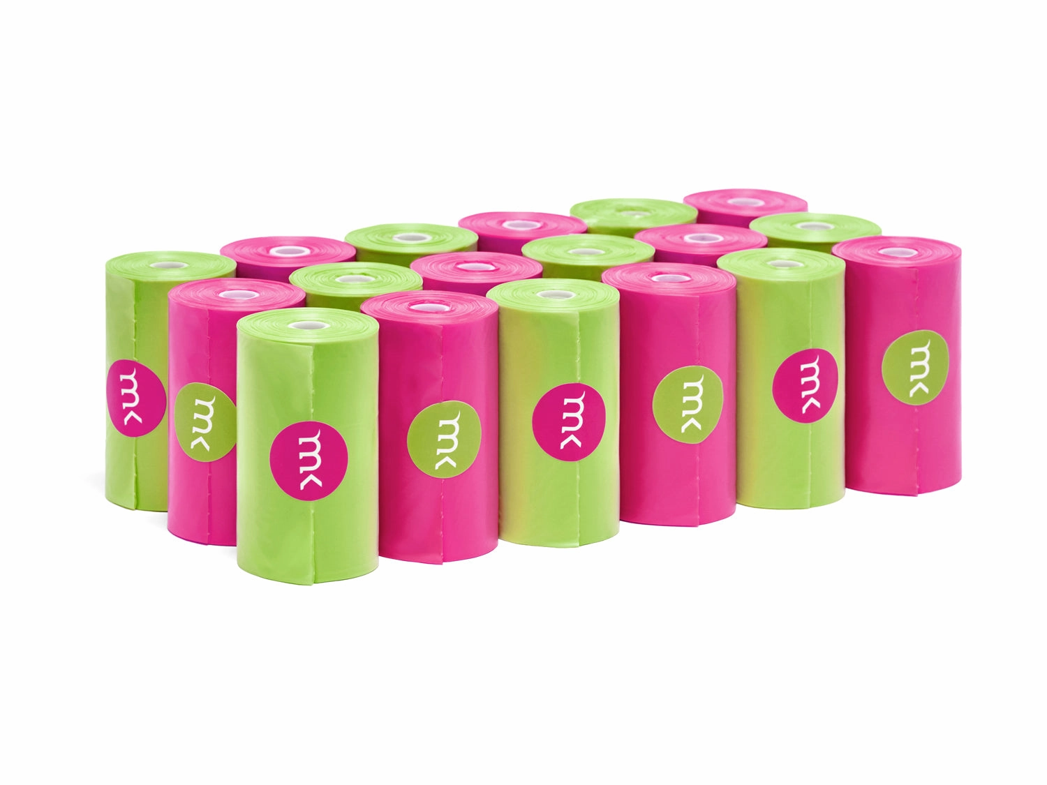 400-Count Modern Kanine Dog Waste Bags, with 20 refill rolls and 2 Dispensers in Green & Green Pink