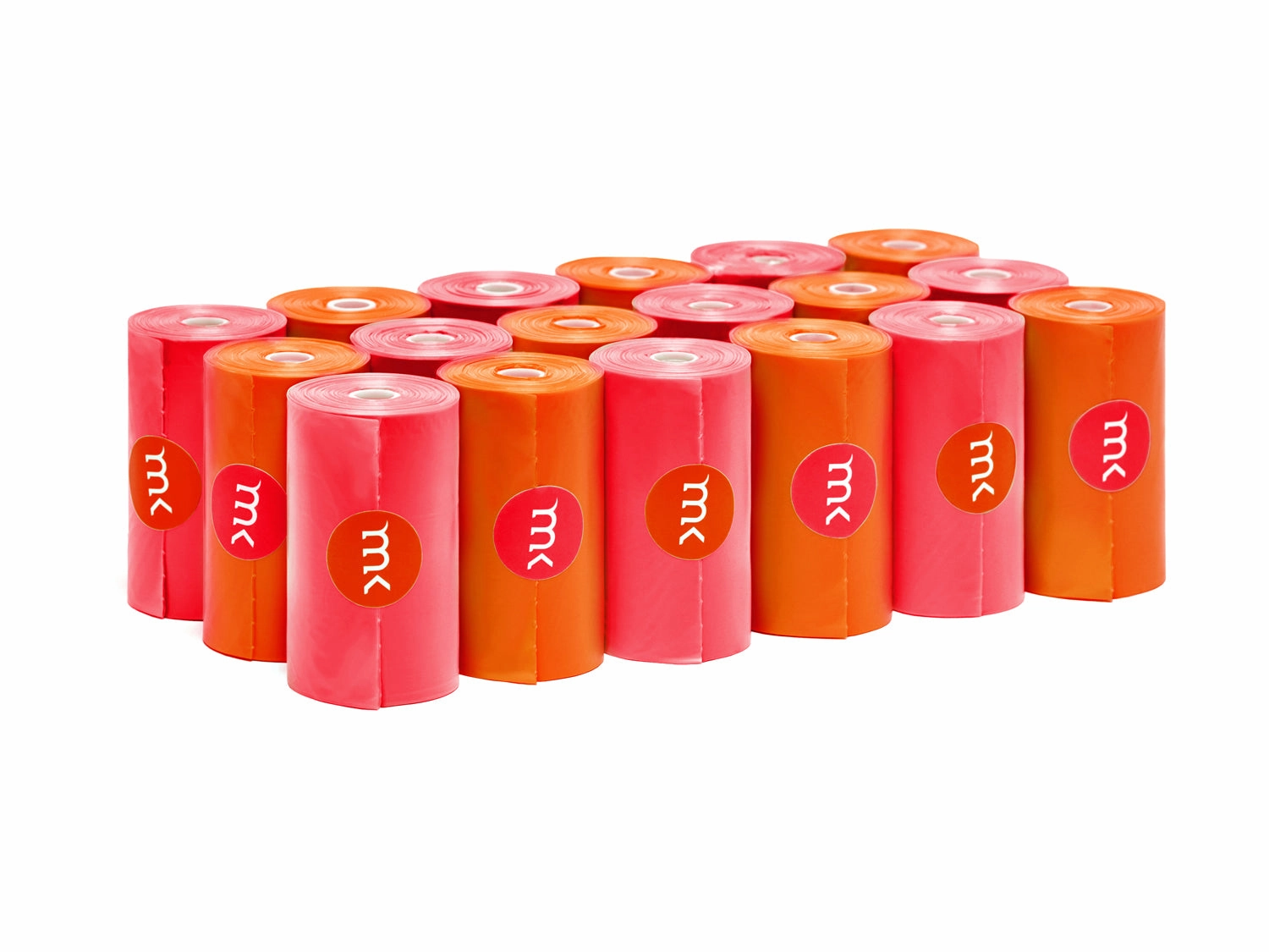 400-Count Modern Kanine Dog Waste Bags, with 20 refill rolls and 2 Dispensers in Orange Coral