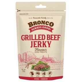 4 FOR $11.50: Bronco Jerky Grilled Beef Flavour Chicken Dog Treats 70g dog toys interactive dog toy plush dog toy dog rope toy squeaky toy