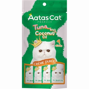 4 FOR $12: Aatas Cat Creme Puree Tuna With Coconut Oil Grain-Free Liquid Cat Treats 56g dog chew toys dog dental chews durable chew toys puppy chew toy bone chew