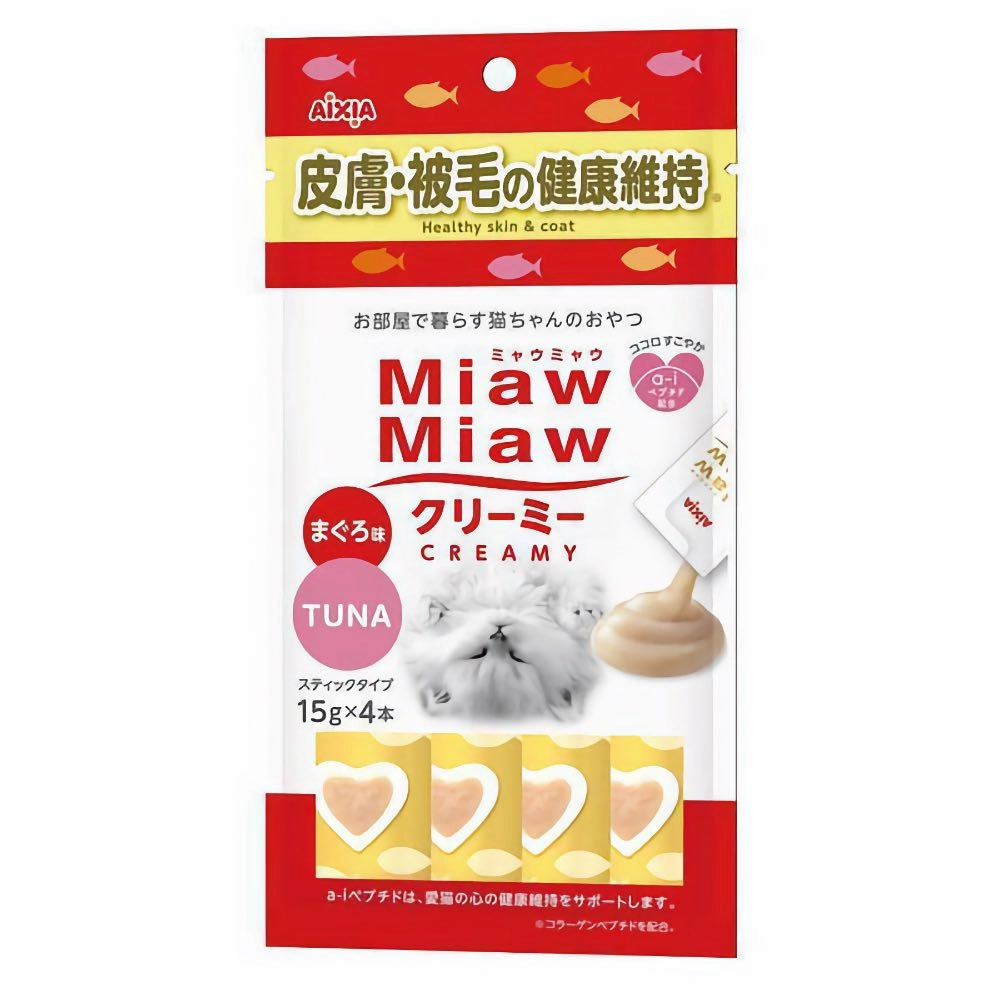 4 FOR $12: Aixia Miaw Miaw Creamy Tuna Healthy Skin & Coat Cat Treats 60g dog chew toys dog dental chews durable chew toys puppy chew toy bone chew