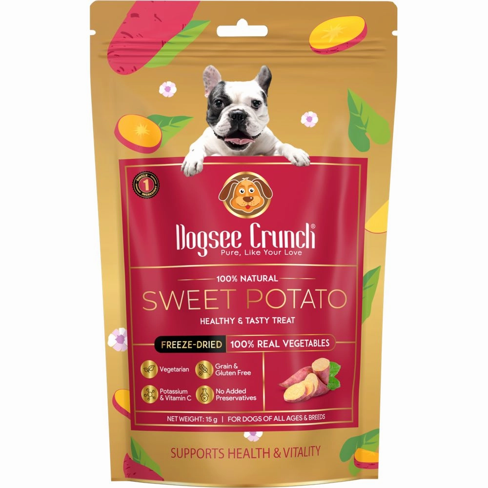 4 FOR $13: Dogsee Crunch Sweet Potato Grain-Free Freeze-Dried Dog Treats 15g dog supplies dog food toys accessories dog bed