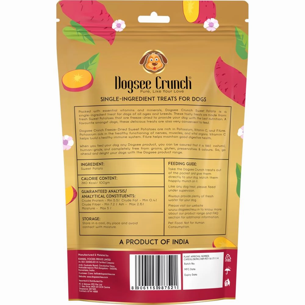4 FOR $13: Dogsee Crunch Sweet Potato Grain-Free Freeze-Dried Dog Treats 15g
