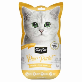 4 FOR $14 : Kit Cat Purr Puree Chicken & Fiber (Hairball) Cat Treats 75g dog chew toys dog dental chews durable chew toys puppy chew toy bone chew