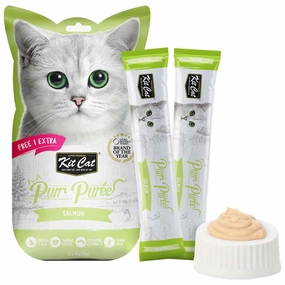 4 FOR $14 : Kit Cat Purr Puree Salmon Liquid Cat Treats 5x15g dog chew toys dog dental chews durable chew toys puppy chew toy bone chew