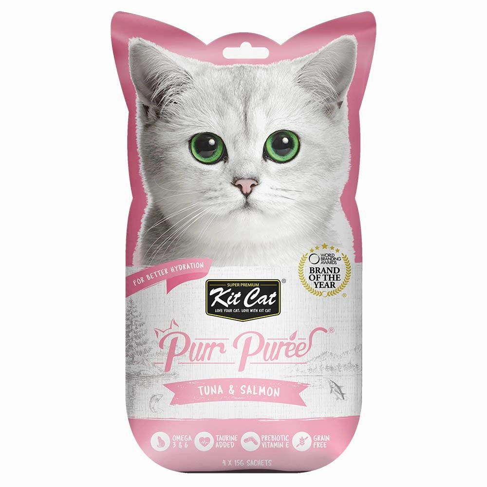 4 FOR $14 : Kit Cat Purr Puree Tuna & Salmon Cat Treats 60g dry cat food cat treats grain free cat food kitten treats cat dental treats