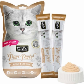 4 FOR $14: Kit Cat Purr Puree Chicken & Egg Yolk Liquid Cat Treats 5x15g dog chew toys dog dental chews durable chew toys puppy chew toy bone chew