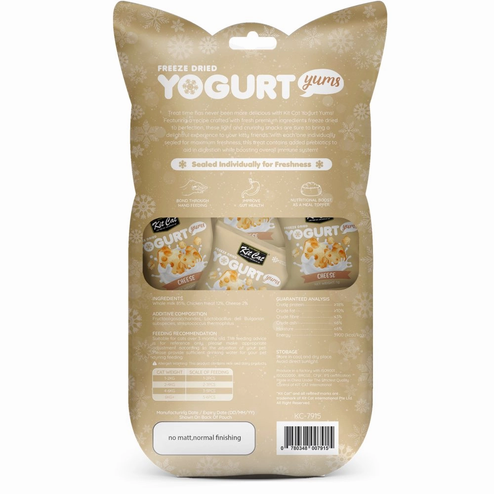 4 FOR $14: Kit Cat Yogurt Yums Cheese Grain-Free Freeze-Dried Cat Treats 10pc