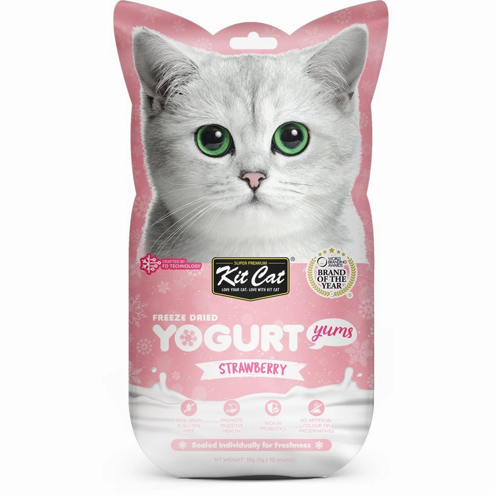4 FOR $14: Kit Cat Yogurt Yums Strawberry Grain-Free Freeze-Dried Cat Treats 10pc dog chew toys dog dental chews durable chew toys puppy chew toy bone chew