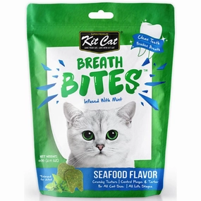 5 FOR $14: Kit Cat Breath Bites Mint & Seafood Flavour Dental Cat Treats 60g pet health pet wellness pet pain relief pet probiotic pet calming