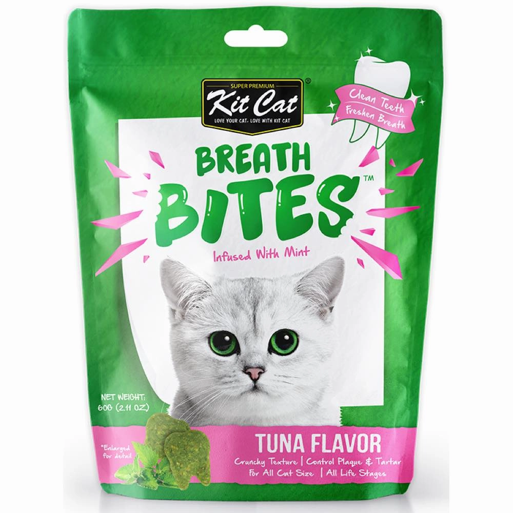 5 FOR $14: Kit Cat Breath Bites Mint & Tuna Flavour Dental Cat Treats 60g pet health pet wellness pet pain relief pet probiotic pet calming