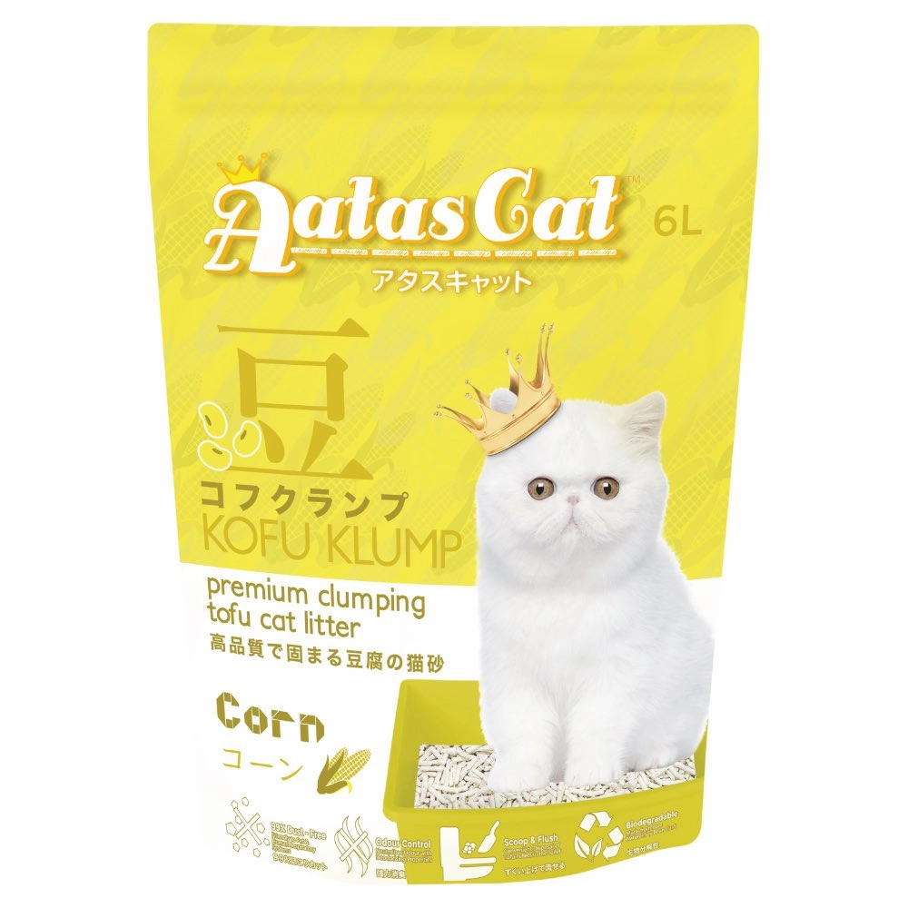 6 FOR $45: Aatas Cat Kofu Klump Tofu Cat Litter (Corn) 6L kitten supplies kitten toys kitten food kitten litter box kitten bed