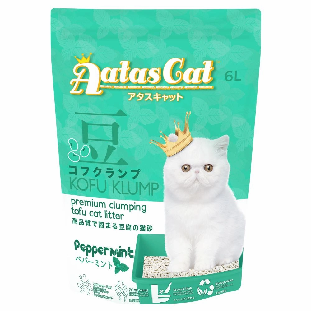 6 FOR $45: Aatas Cat Kofu Klump Tofu Cat Litter (Peppermint) 6L kitten supplies kitten toys kitten food kitten litter box kitten bed