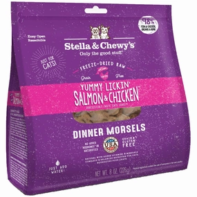 $10 OFF 8oz (Exp30Sep25): Stella & Chewys Yummy Lickin' Salmon & Chicken Dinner Morsels Freeze-Dried Cat Food cat general supplies cat toys cat grooming cat food cat litter